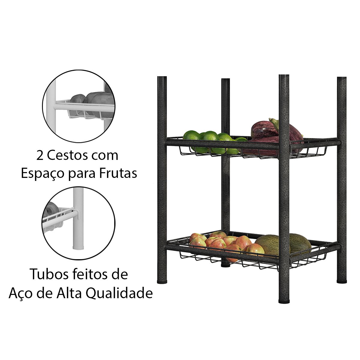 14 fruteira s tampo granito 2 cestos aco carbono carol