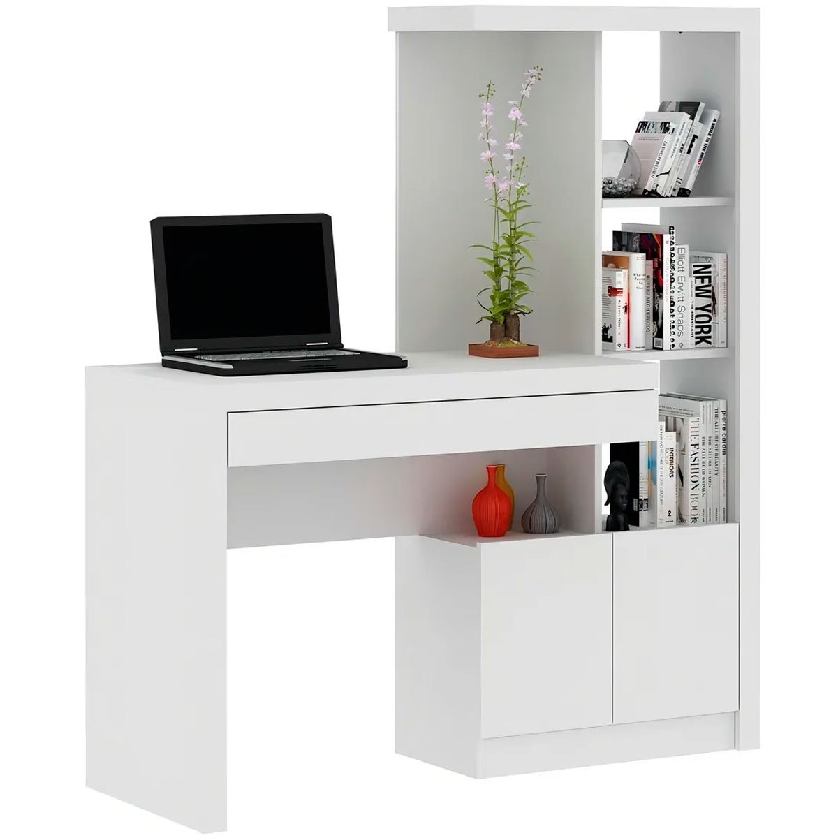 10 escrivaninha estante para escritorio 2 portas 1 gaveta