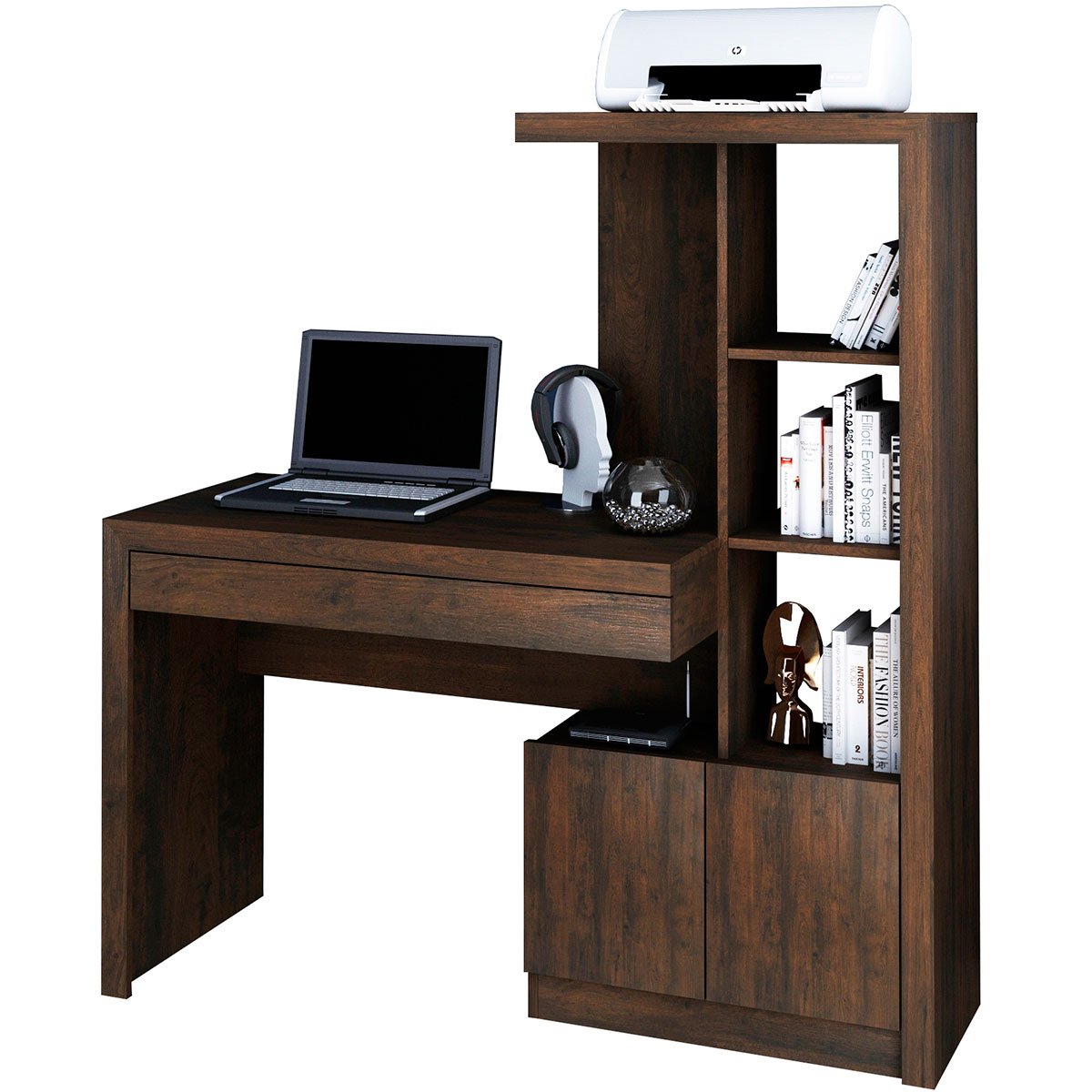 22 escrivaninha estante para escritorio 2 portas 1 gaveta