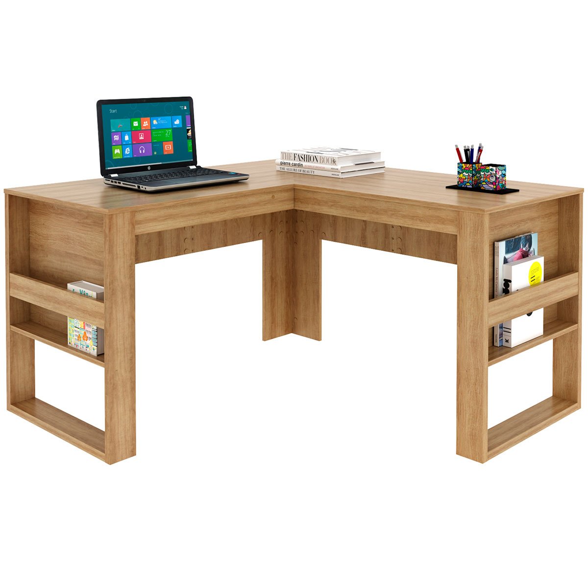 mesa para escritorio angular me4145 amendoa