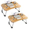 01 kit 2 mesas retangulares dobravel para notebook com suporte