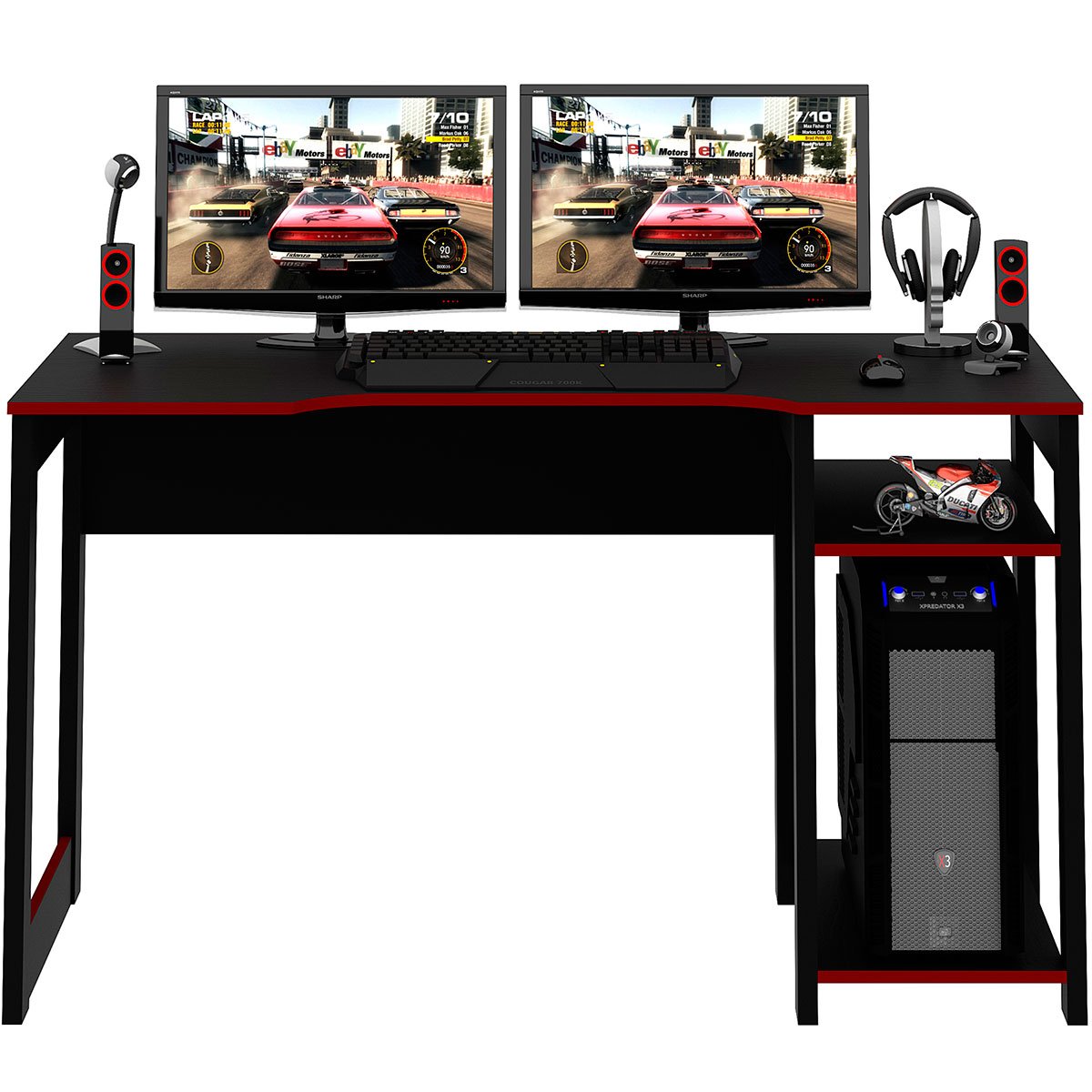 mesa gamer me4152 preto vermelho