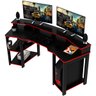 mesa gamer cockpit para 2 monitores me4167 preto vermelho