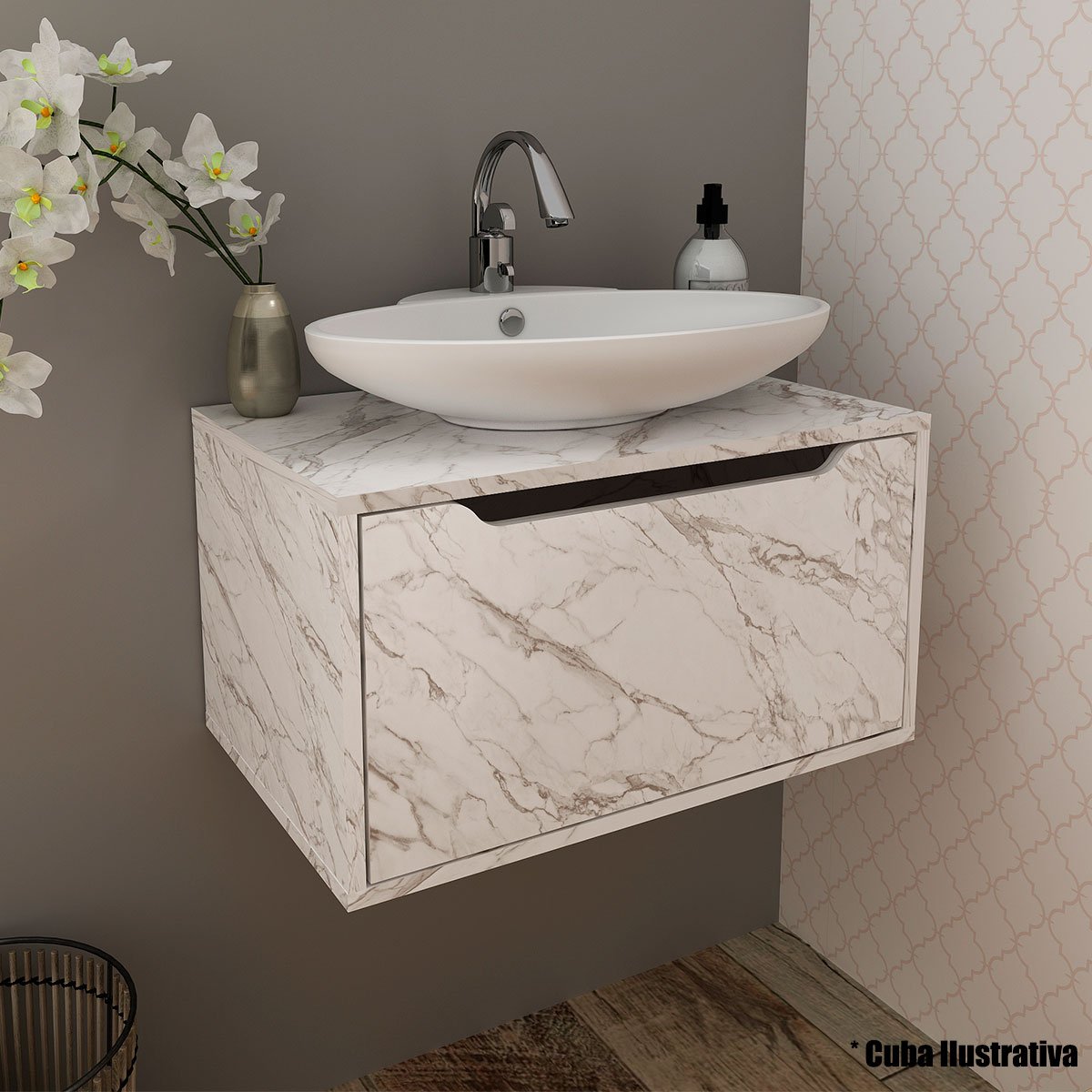 12 gabinete de banheiro 60 cm com 1 porta basculante