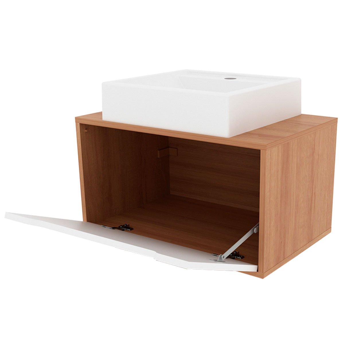 02 gabinete de banheiro 60 cm com pia cuba e 1 porta basculante