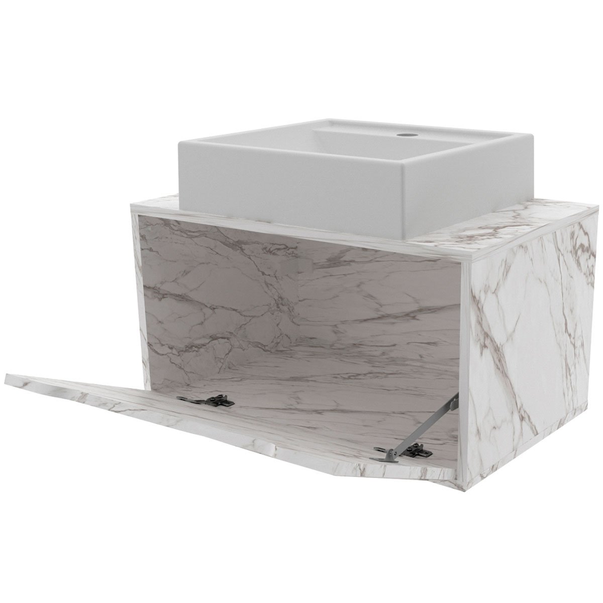 10 gabinete de banheiro 60 cm com pia cuba e 1 porta basculante