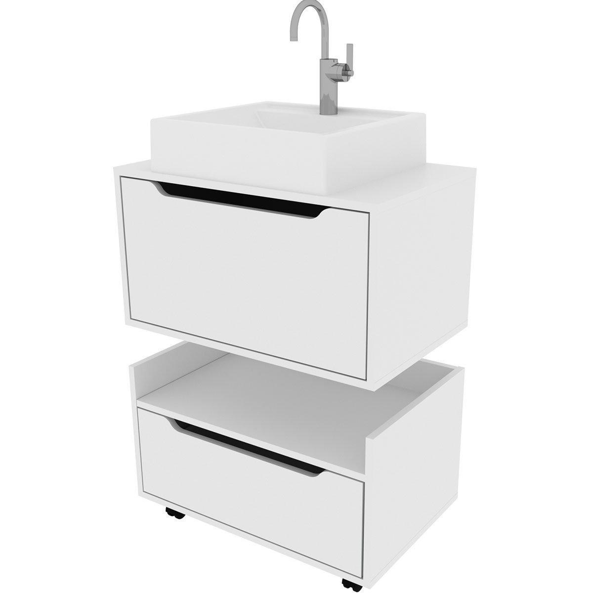 06 kit balcao e gabinete de banheiro com cuba 1 porta 1 gaveta