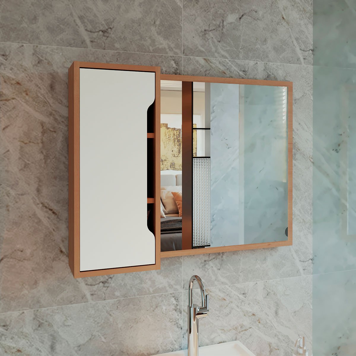 10 espelheira para banheiro 80 cm com 1 porta