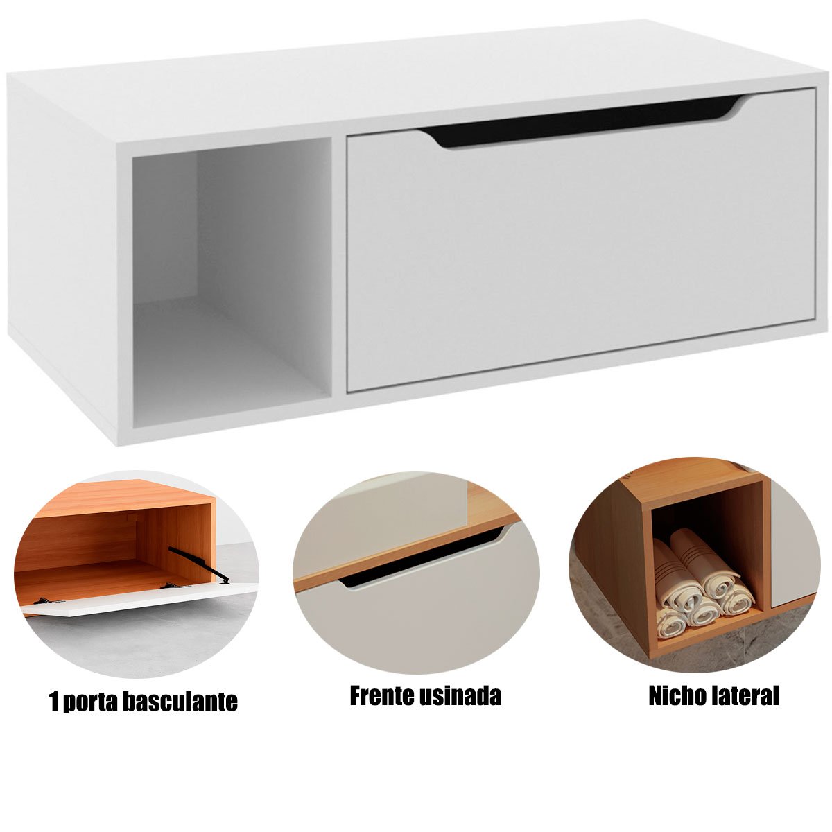 10 gabinete de banheiro 80 cm com 1 porta e nicho