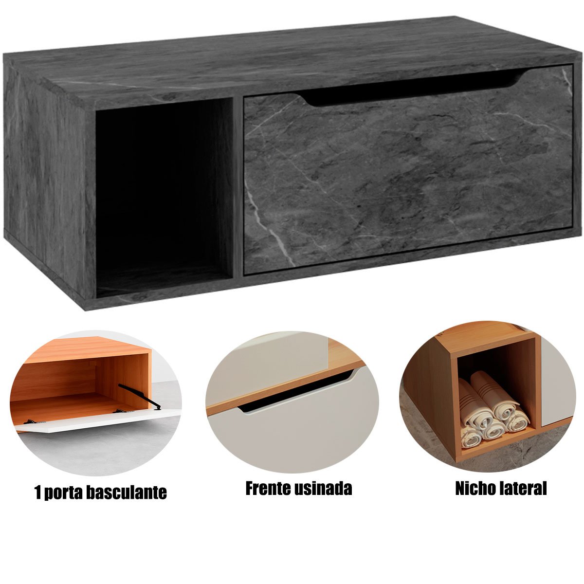 14 gabinete de banheiro 80 cm com 1 porta e nicho