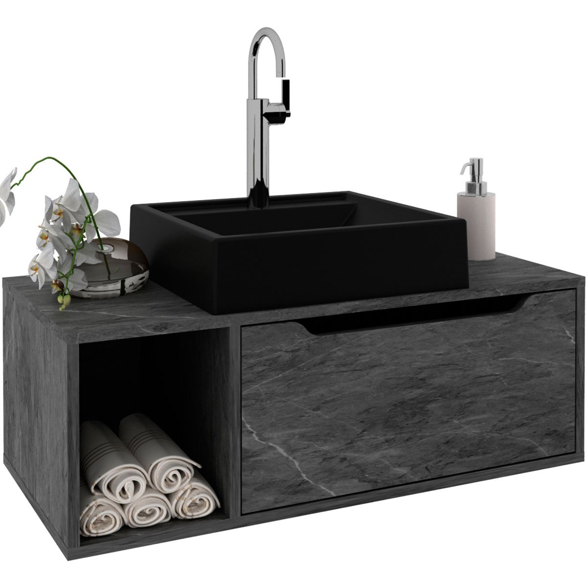 09 gabinete de banheiro 80 cm com cuba 1 porta e nicho