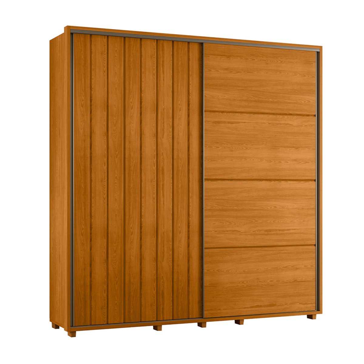 03 guarda roupa casal 2 portas 4 gavetas ripado mdf milan cumaru opala