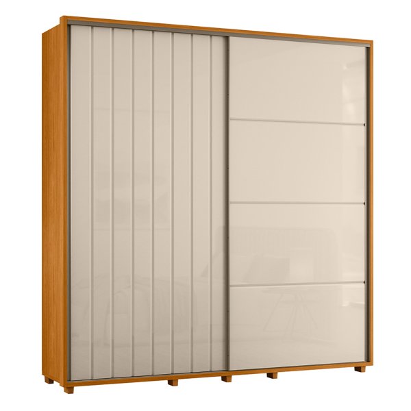 09 guarda roupa casal 2 portas 4 gavetas ripado mdf milan cumaru opala