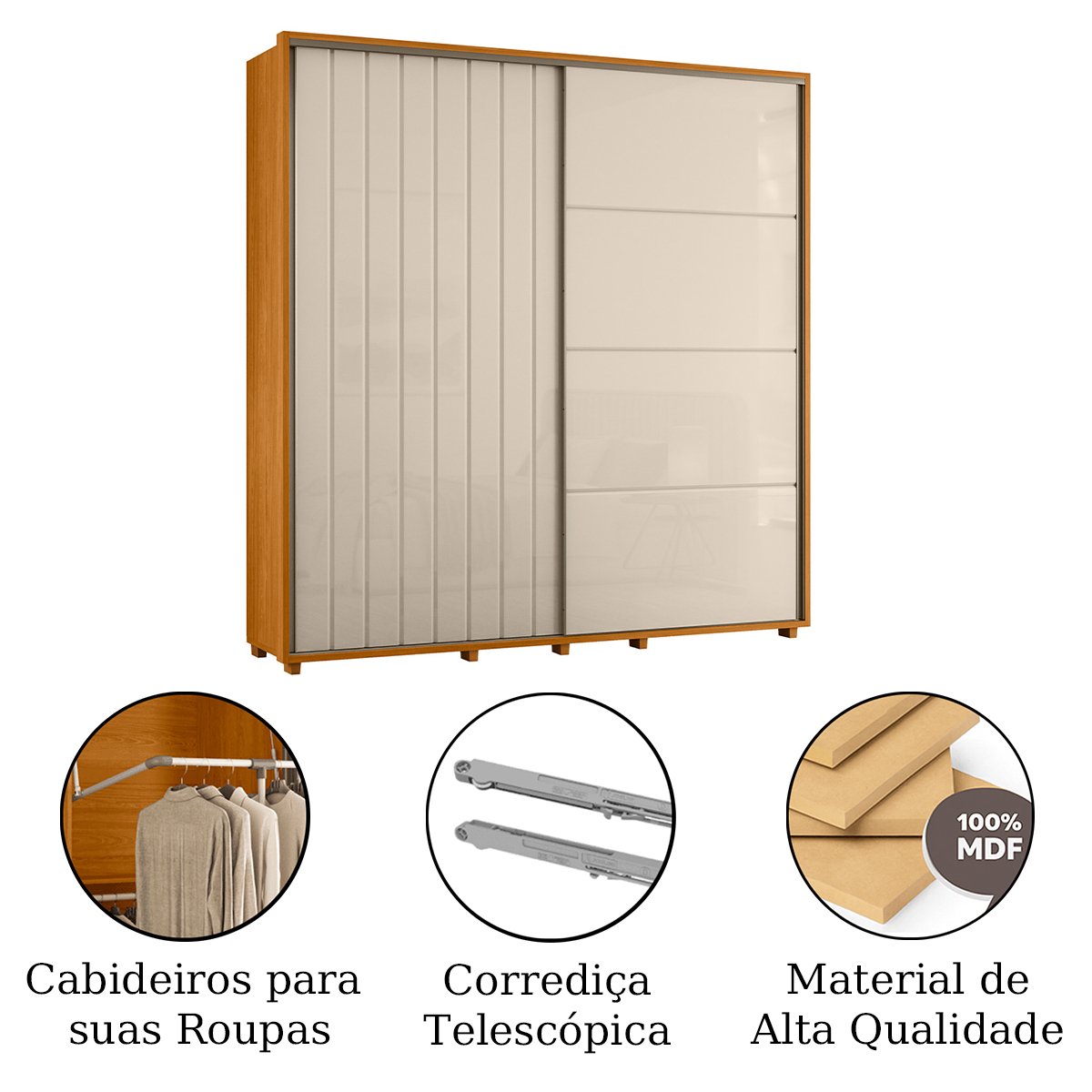 11 guarda roupa casal 2 portas 4 gavetas ripado mdf milan cumaru opala