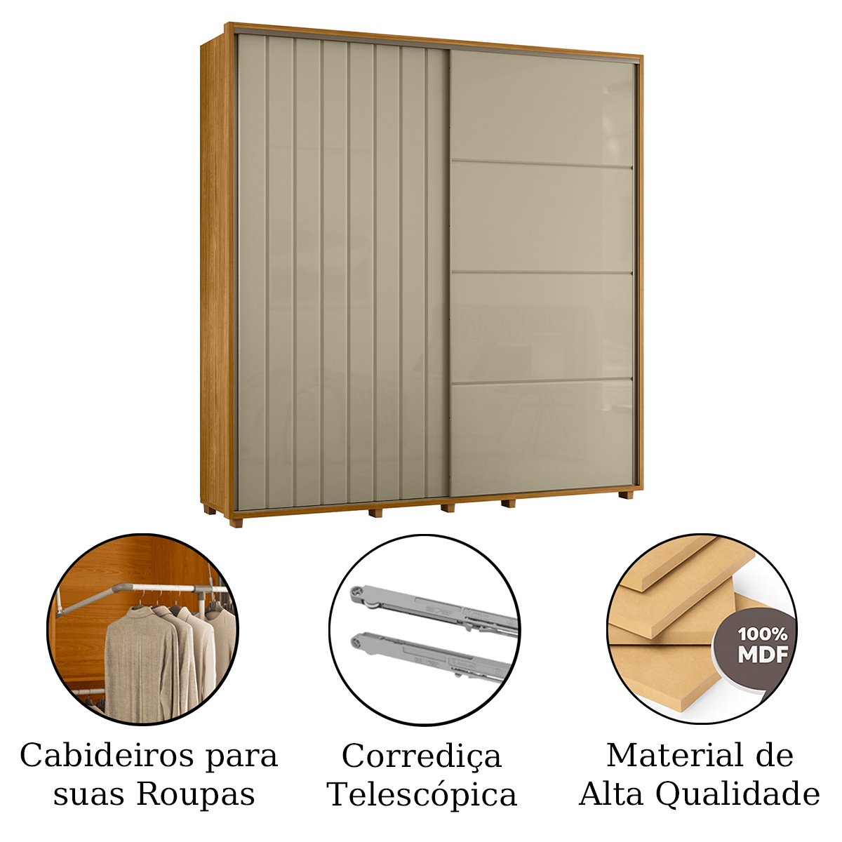 16 guarda roupa casal 2 portas 4 gavetas ripado mdf milan cumaru opala