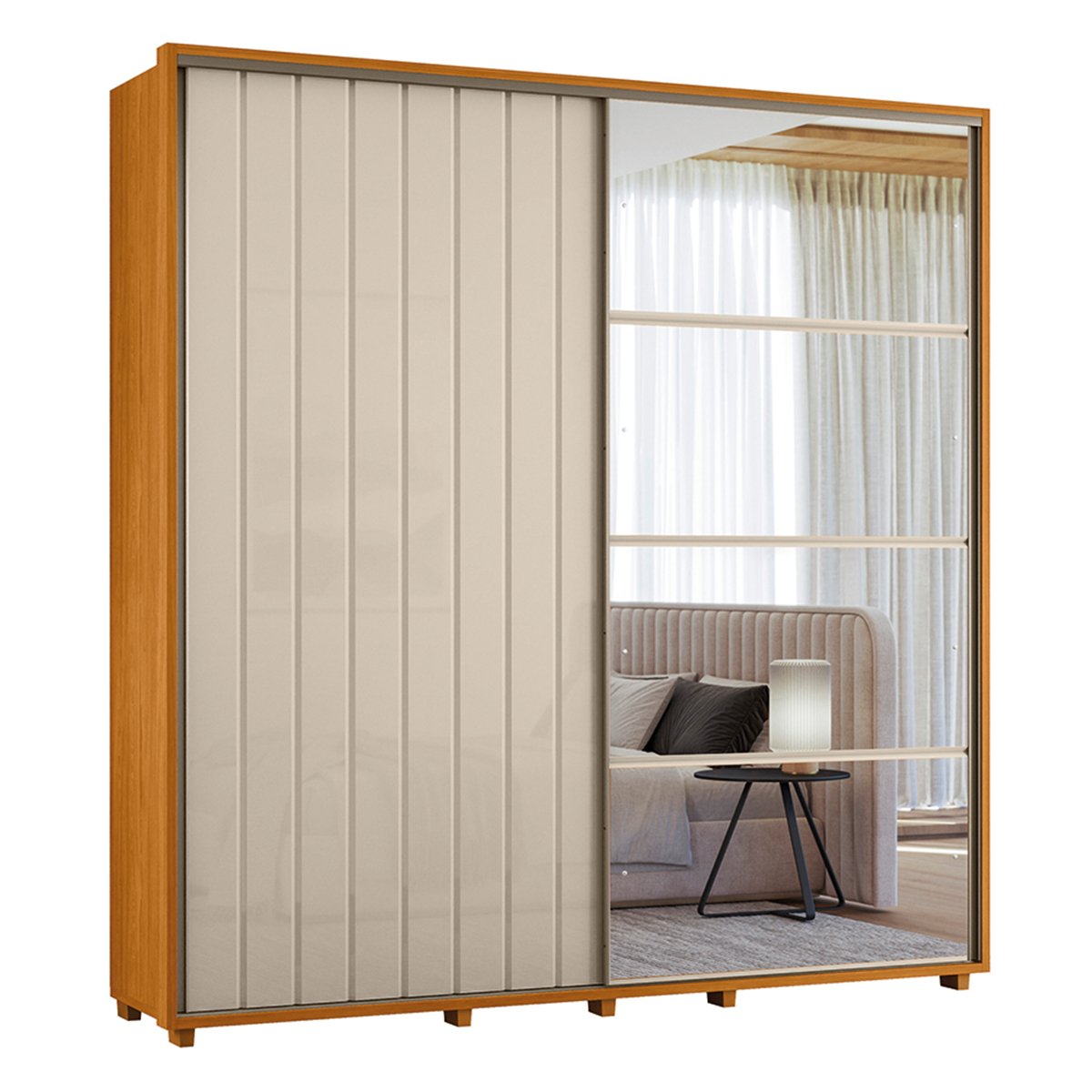 06 guarda roupa 100 mdf 2 portas de correr com espelho milan