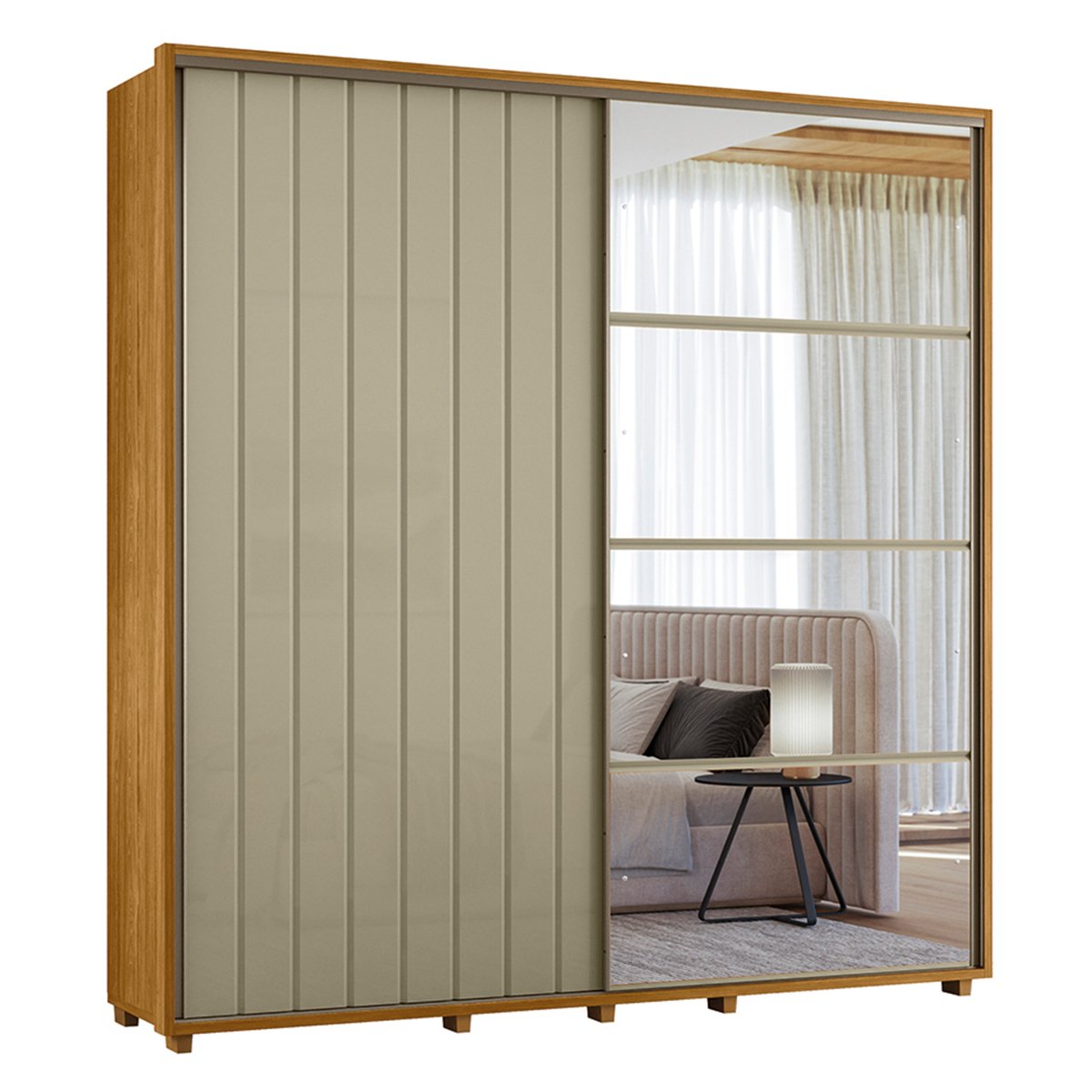 10 guarda roupa 100 mdf 2 portas de correr com espelho milan