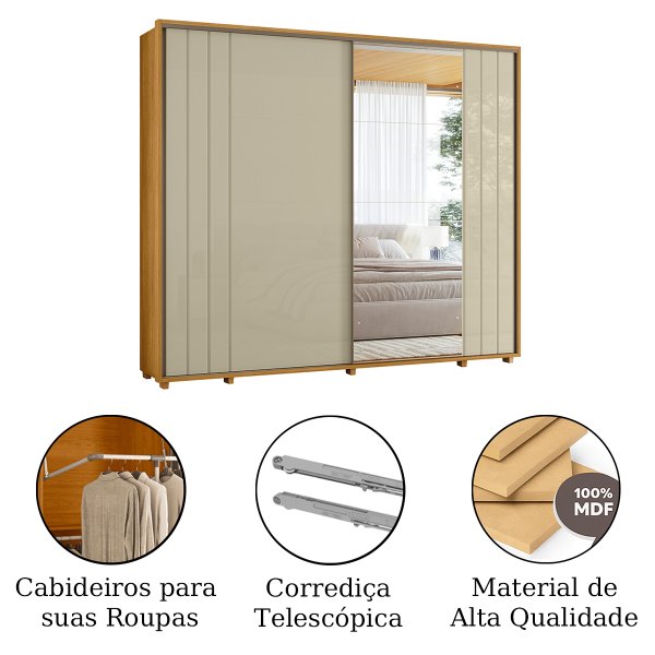 17 guarda roupa 1 porta de correr ripado espelho 100 mdf dubai