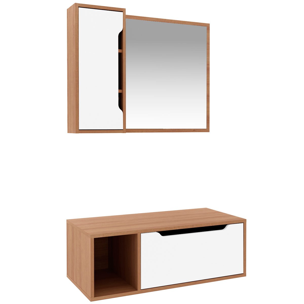 01 kit gabinete e espelheira de banheiro 80 cm karina