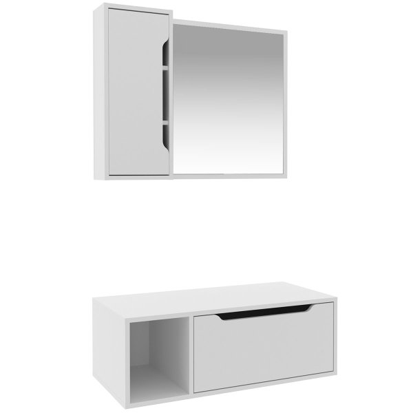 05 kit gabinete e espelheira de banheiro 80 cm karina