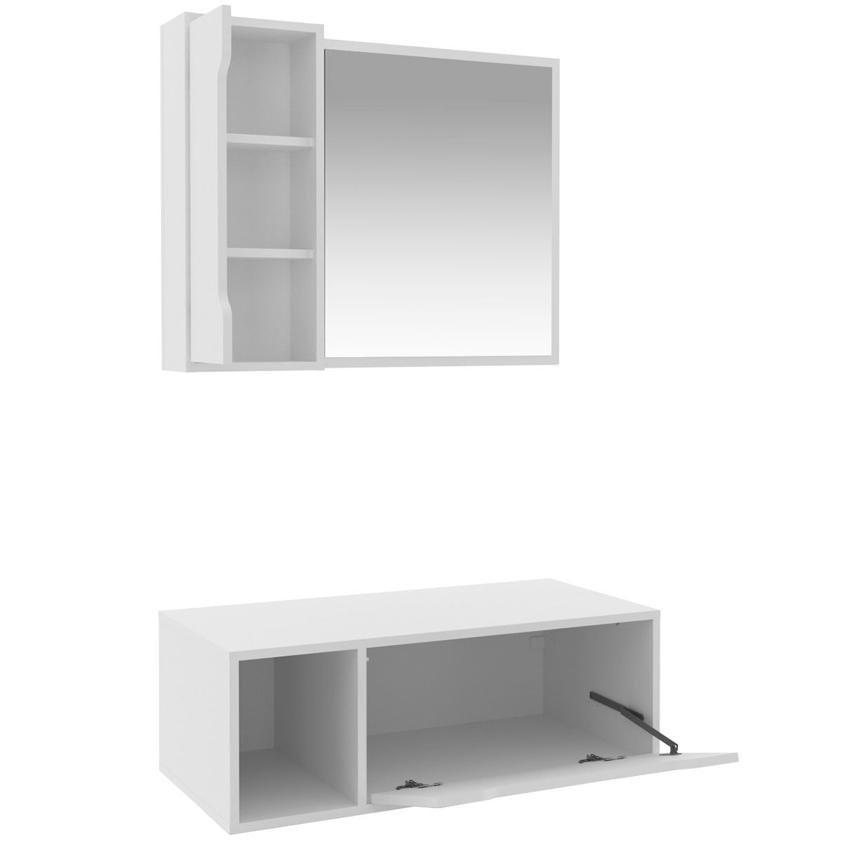 06 kit gabinete e espelheira de banheiro 80 cm karina