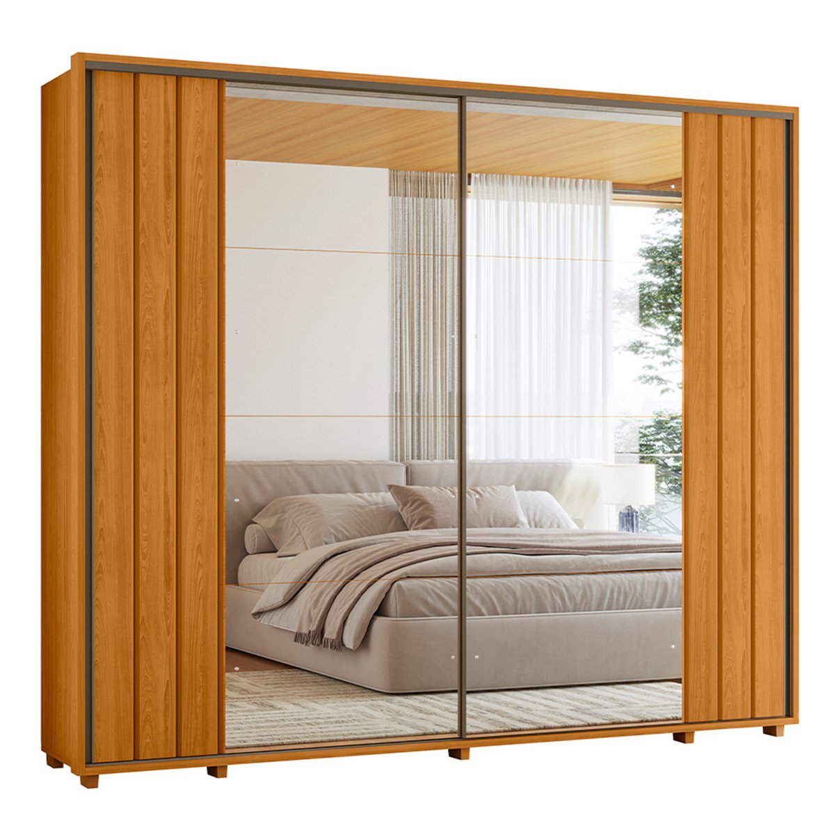 02 guarda roupa grande 2 portas com espelho 100 mdf dubai