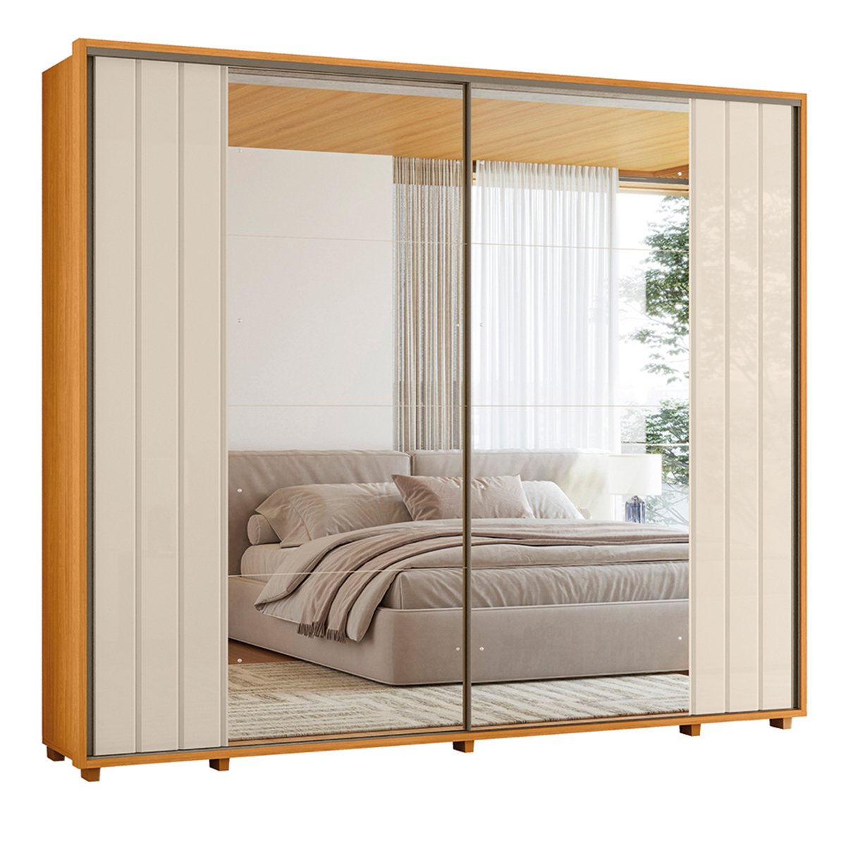 05 guarda roupa grande 2 portas com espelho 100 mdf dubai