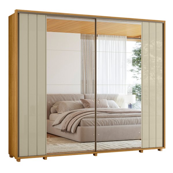 08 guarda roupa grande 2 portas com espelho 100 mdf dubai