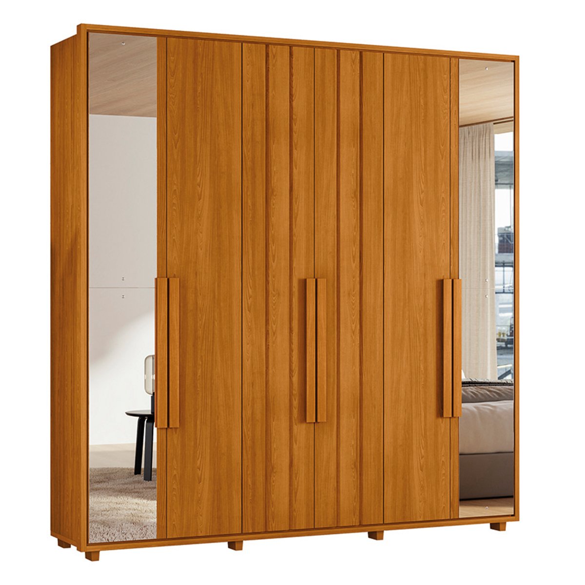 01 guarda roupa 2 portas com espelho ripado 100 mdf palladini