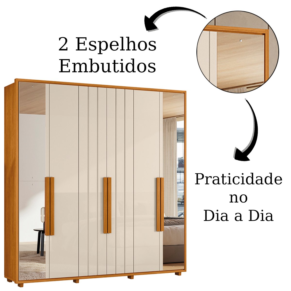 12 guarda roupa 2 portas com espelho ripado 100 mdf palladini