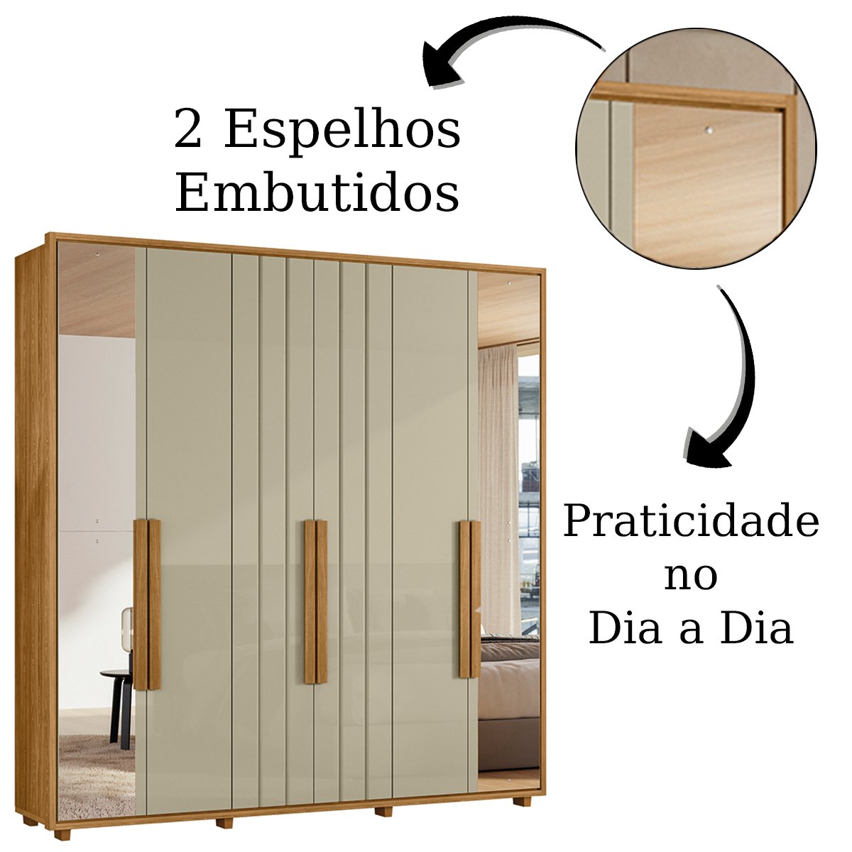 13 guarda roupa 2 portas com espelho ripado 100 mdf palladini