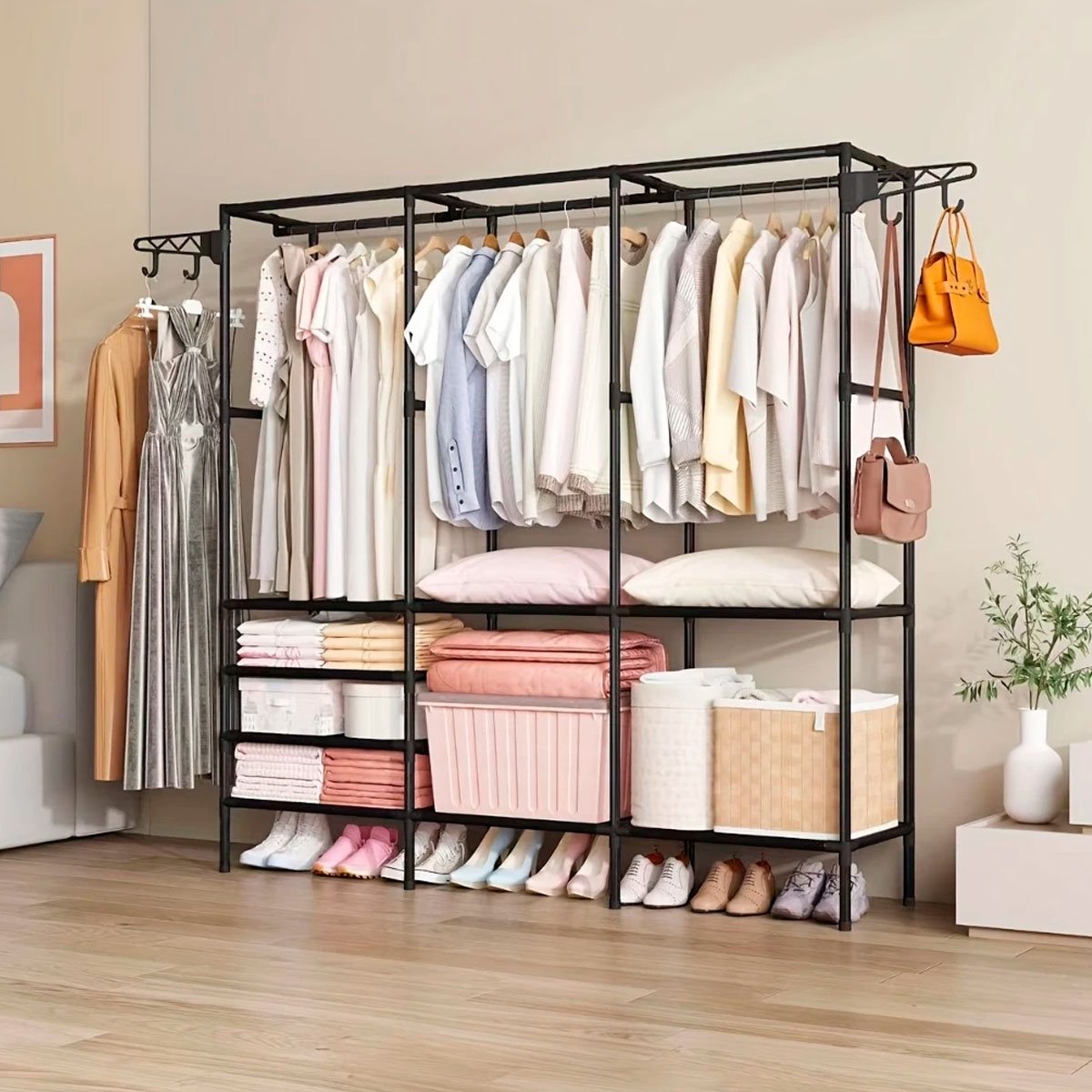05 guarda roupa arara 3 colunas multifuncional desmontavel