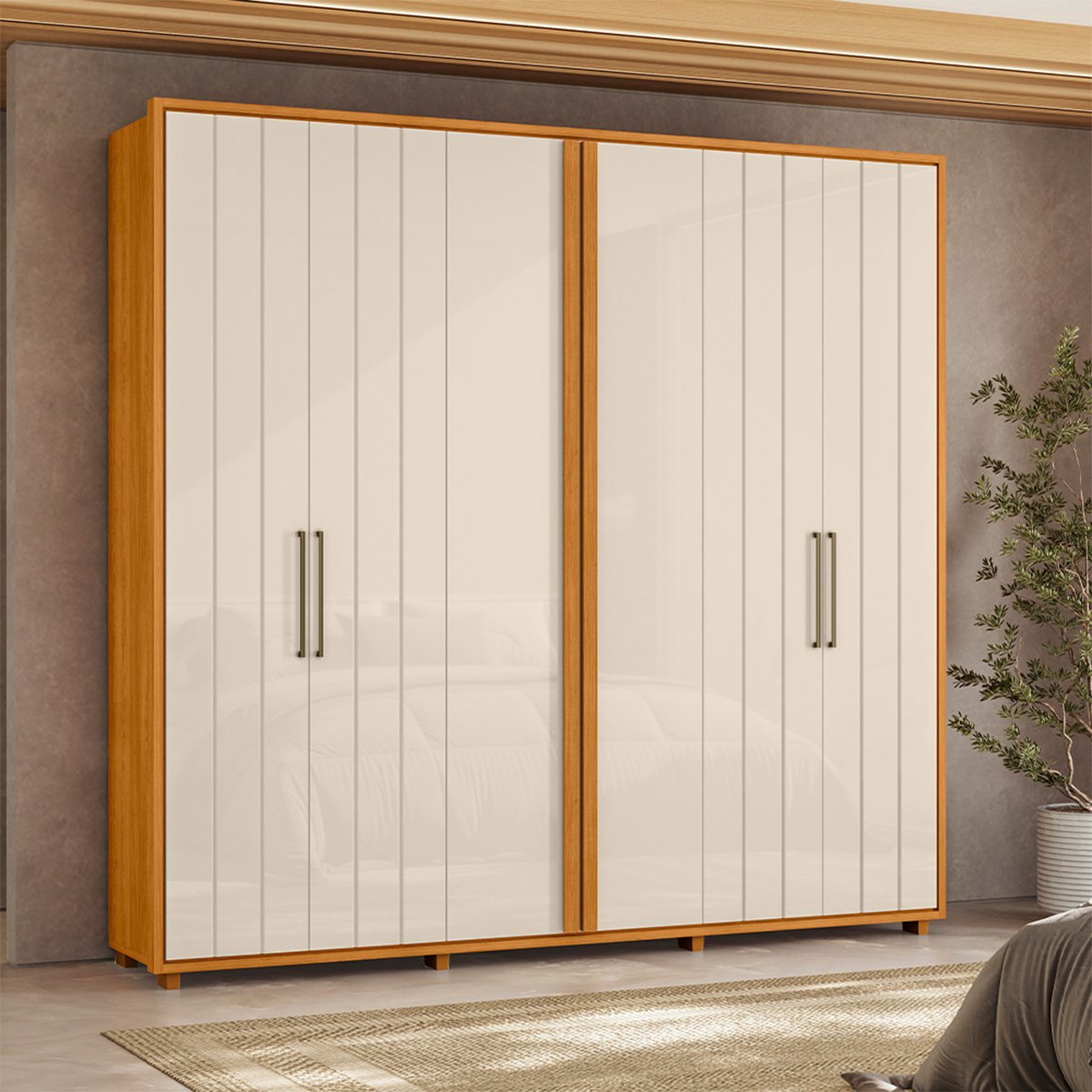 07 guarda roupa ripado 6 portas de giro 100 mdf morelli