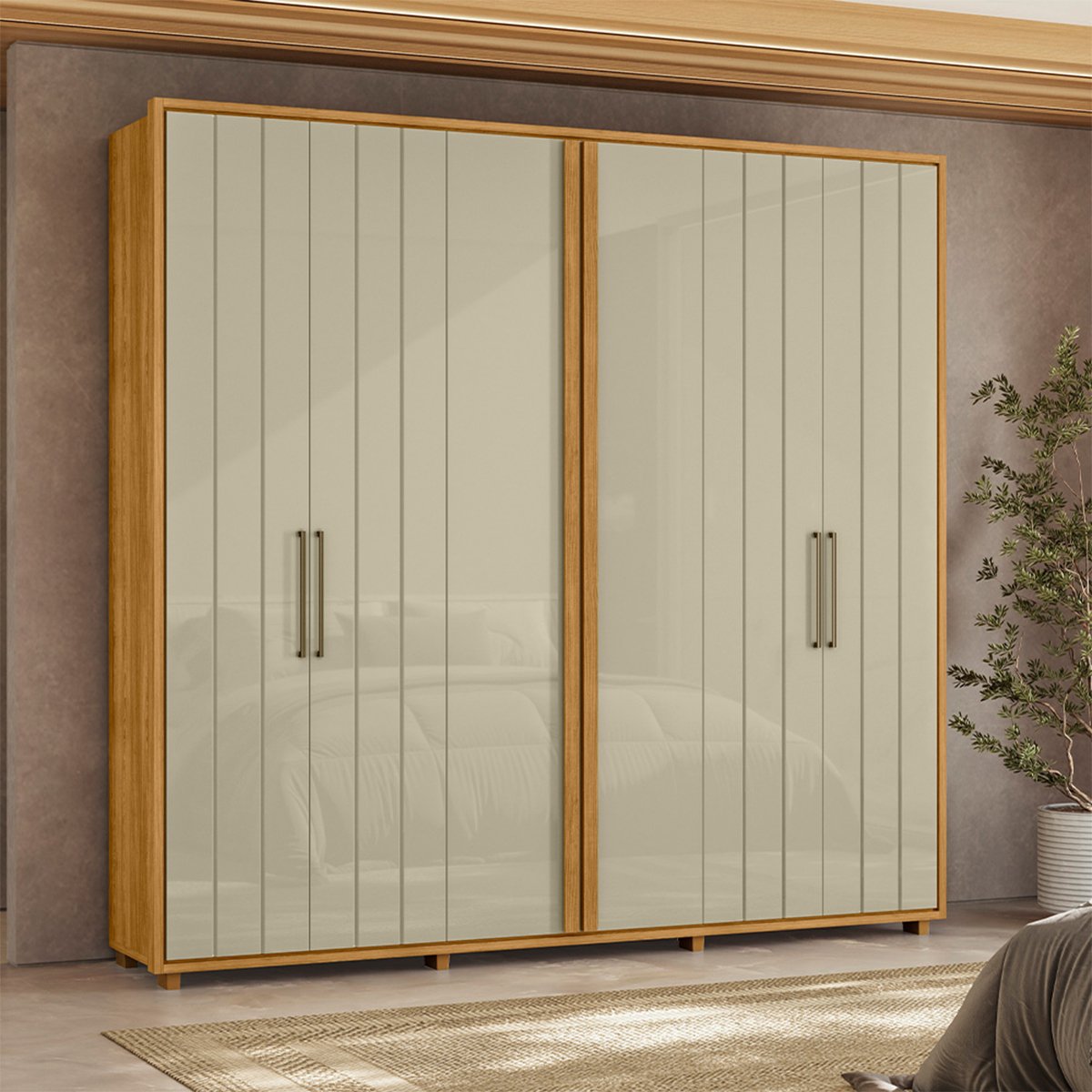 10 guarda roupa ripado 6 portas de giro 100 mdf morelli