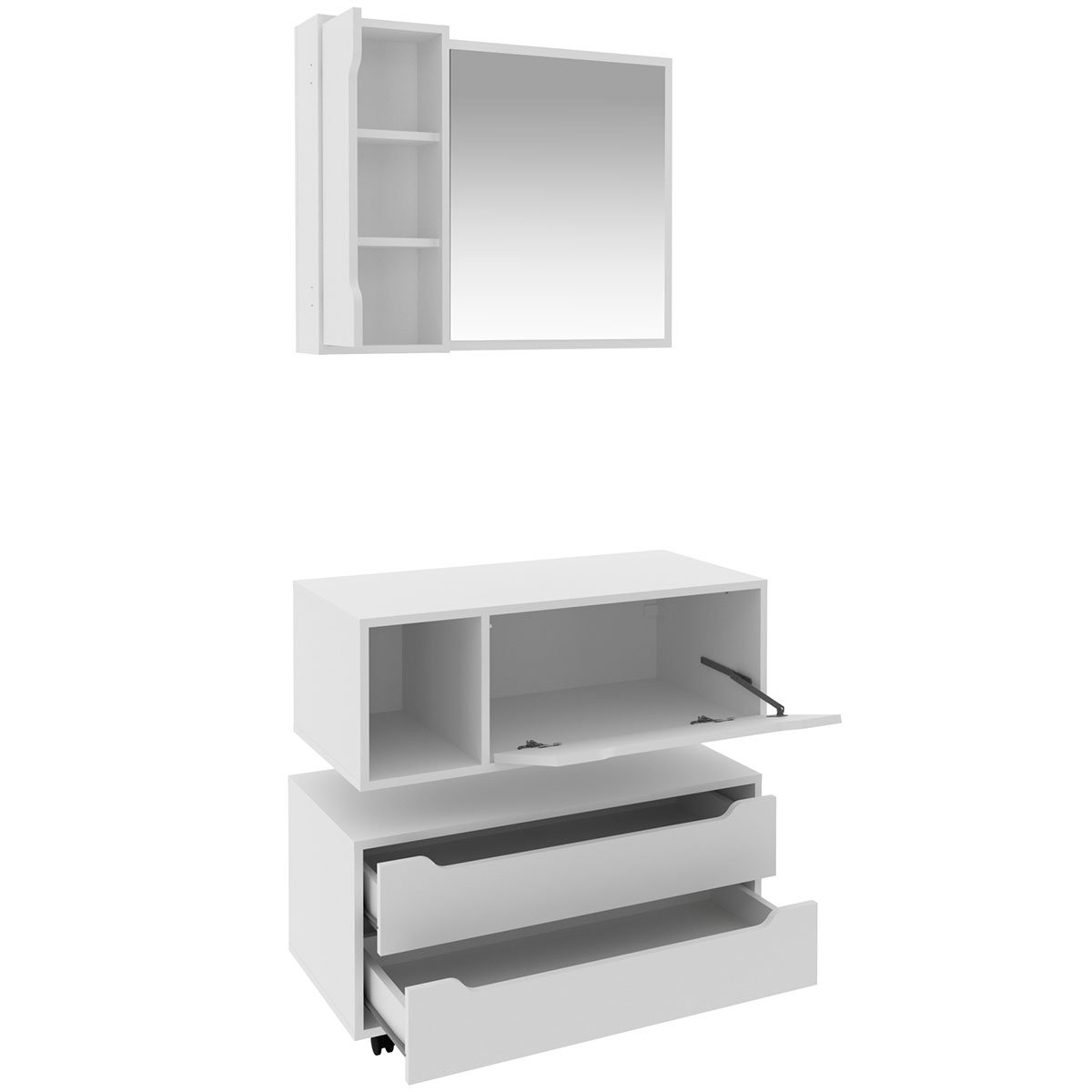 06 kit gabinete balcao e espelheira de banheiro 80 cm karina