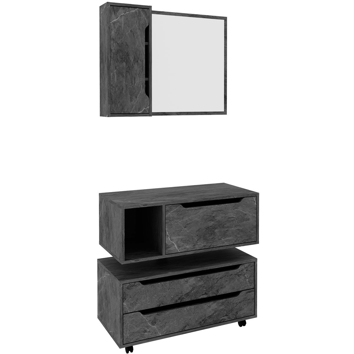 08 kit gabinete balcao e espelheira de banheiro 80 cm karina