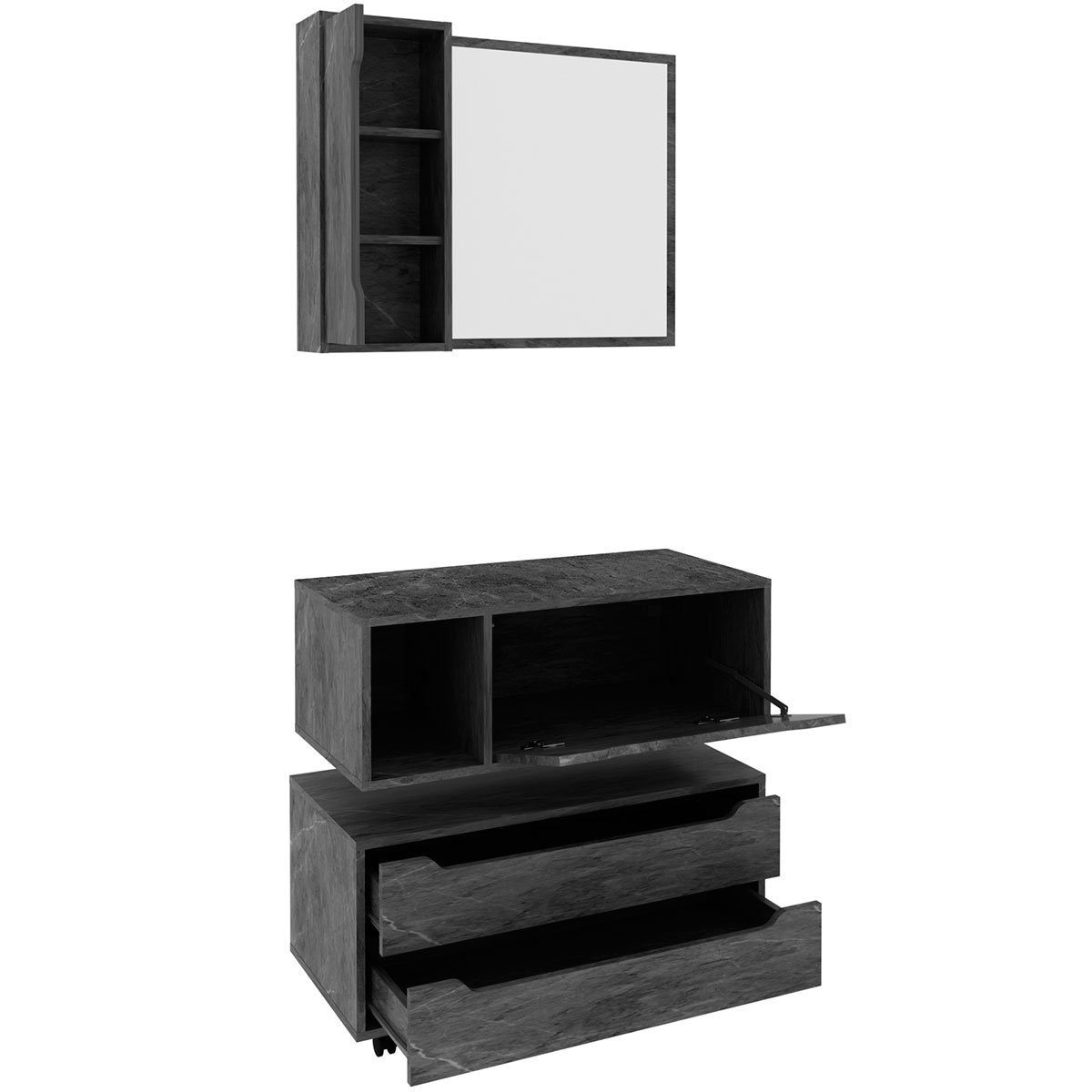 09 kit gabinete balcao e espelheira de banheiro 80 cm karina
