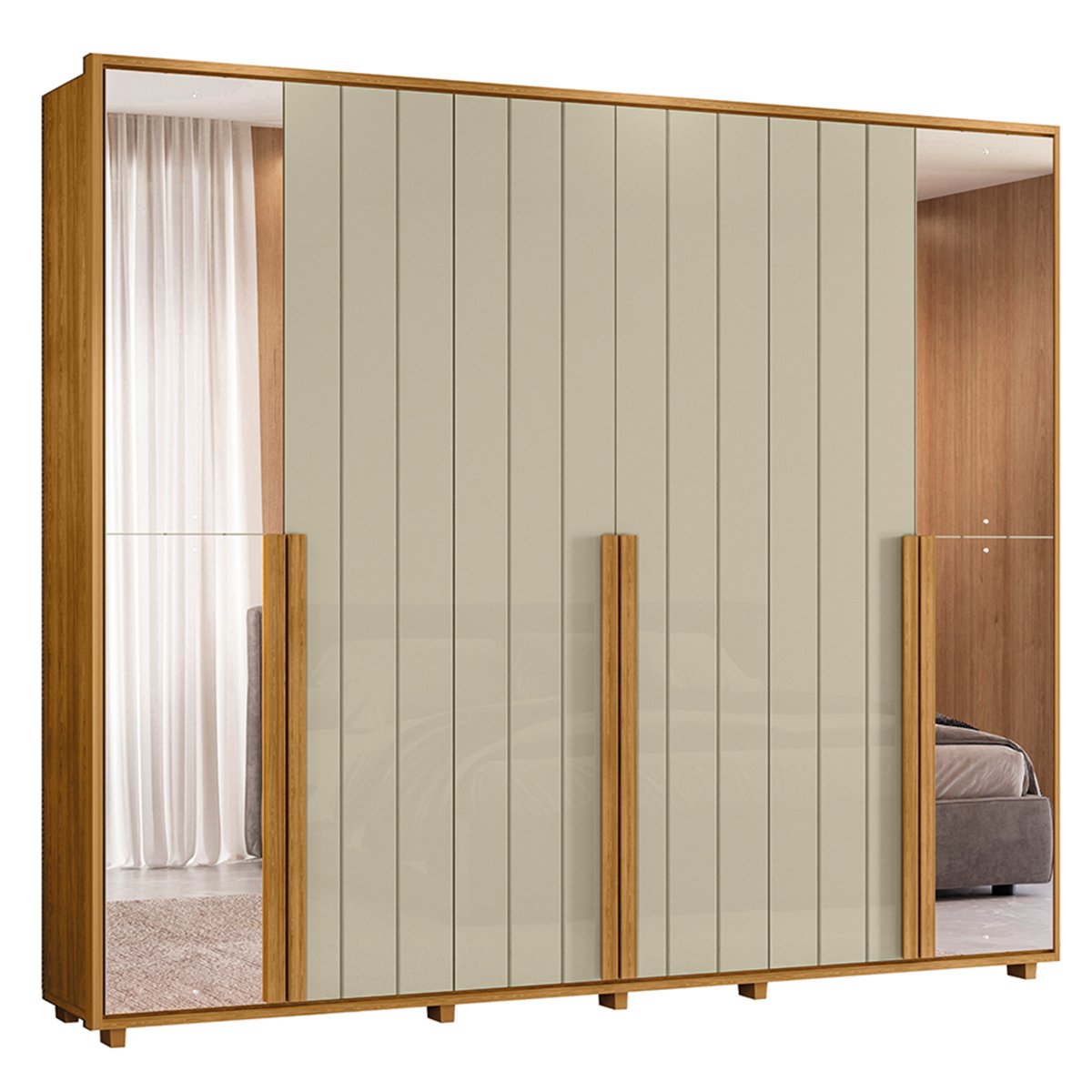 10 guarda roupa 2 portas com espelho 100 mdf ripado venus