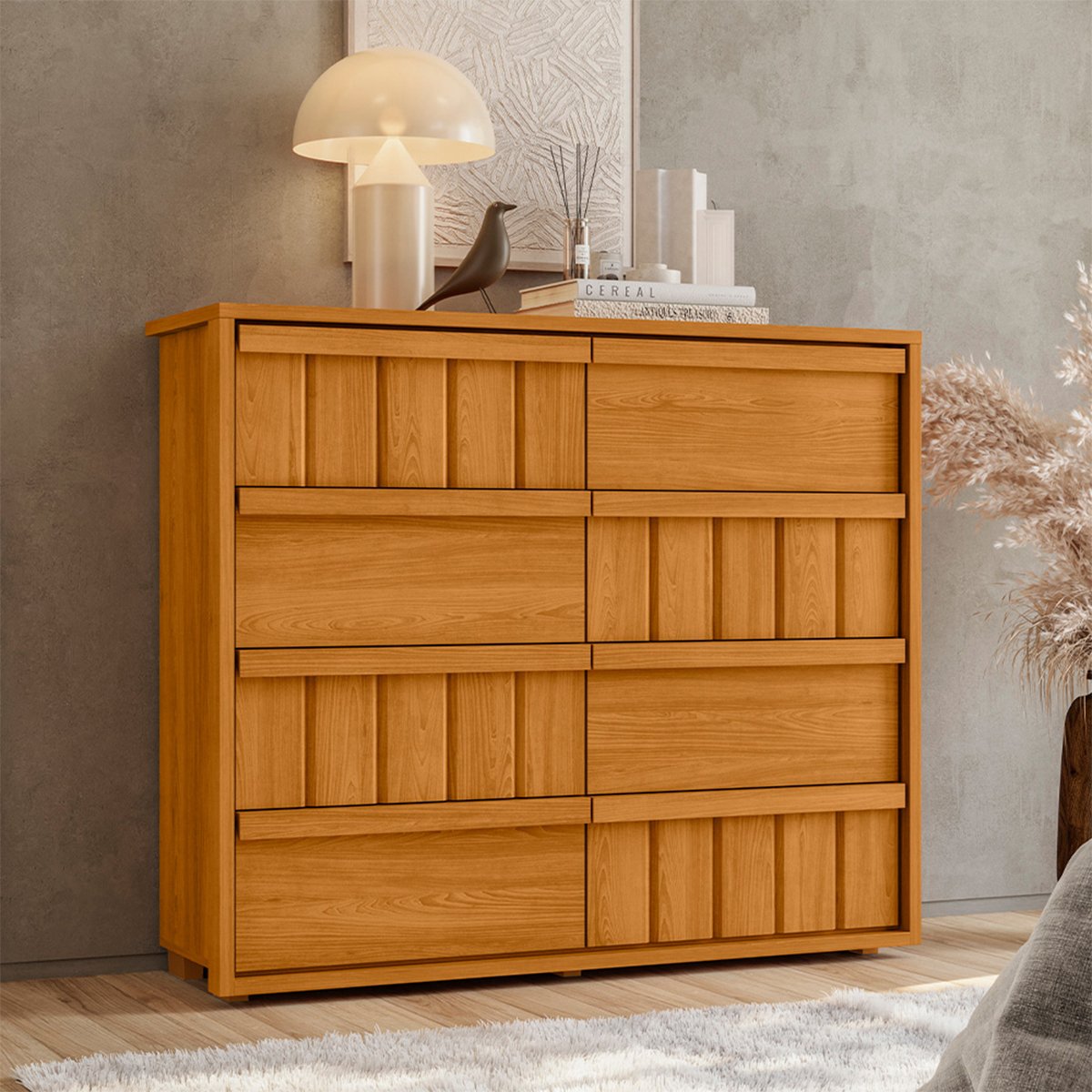 02 comoda grande 8 gavetas 100 mdf ripada talita