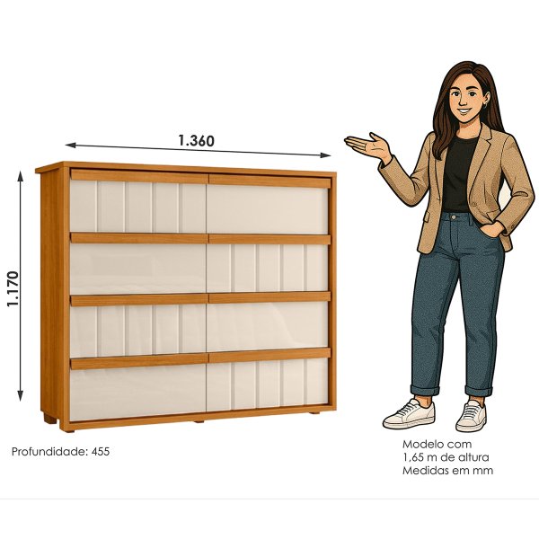 09 comoda grande 8 gavetas 100 mdf ripada talita