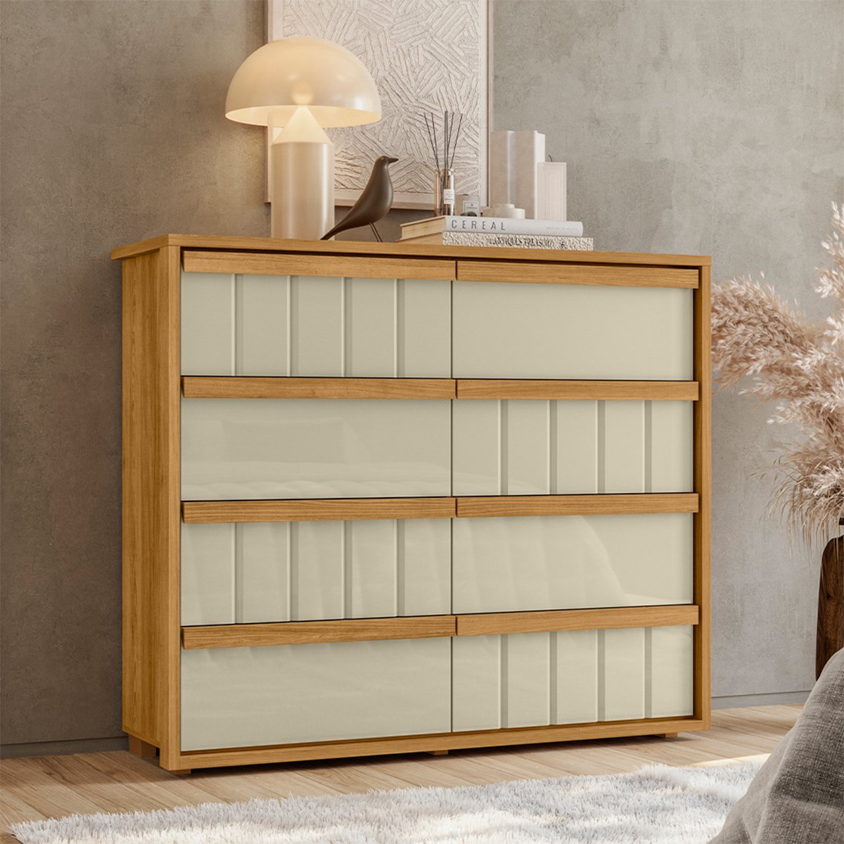 10 comoda grande 8 gavetas 100 mdf ripada talita