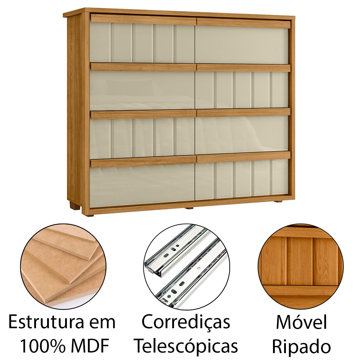 13 comoda grande 8 gavetas 100 mdf ripada talita