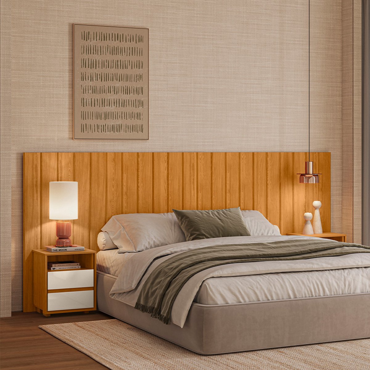 07 cabeceira extensivel 100 mdf ripado com mesas laterais fiona