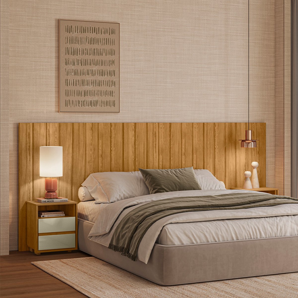 11 cabeceira extensivel 100 mdf ripado com mesas laterais fiona