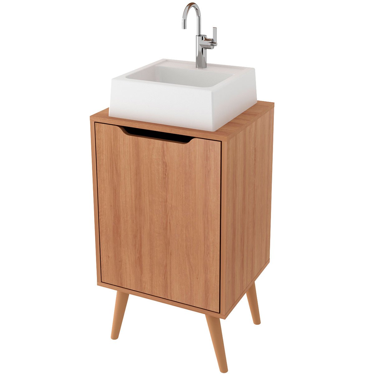 01 gabinete para banheiro 45 cm cuba quadrada 1 porta retro