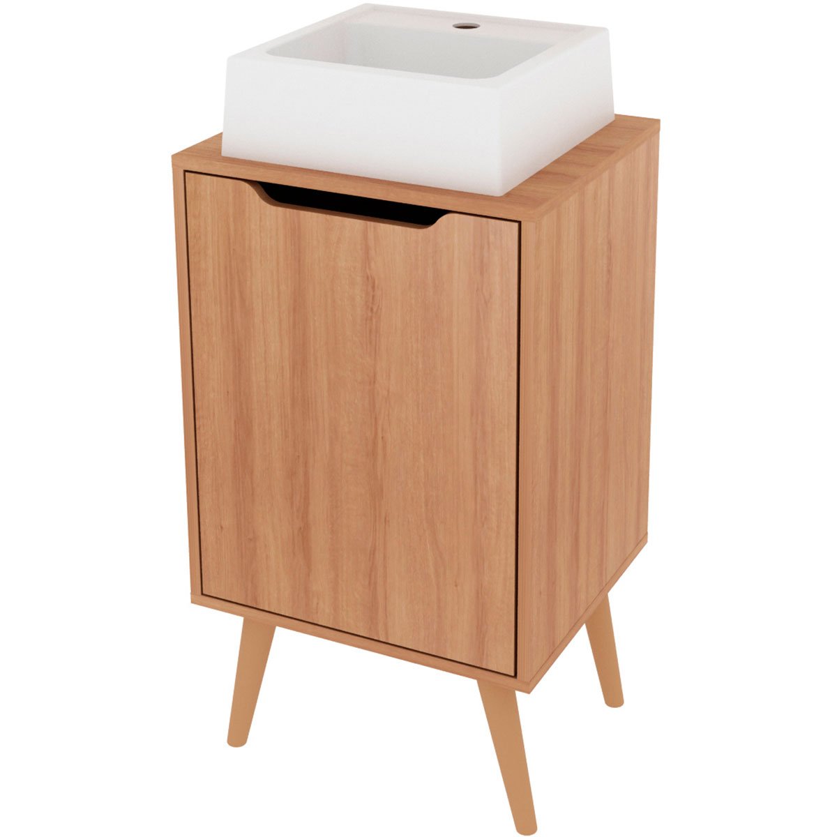 02 gabinete para banheiro 45 cm cuba quadrada 1 porta retro