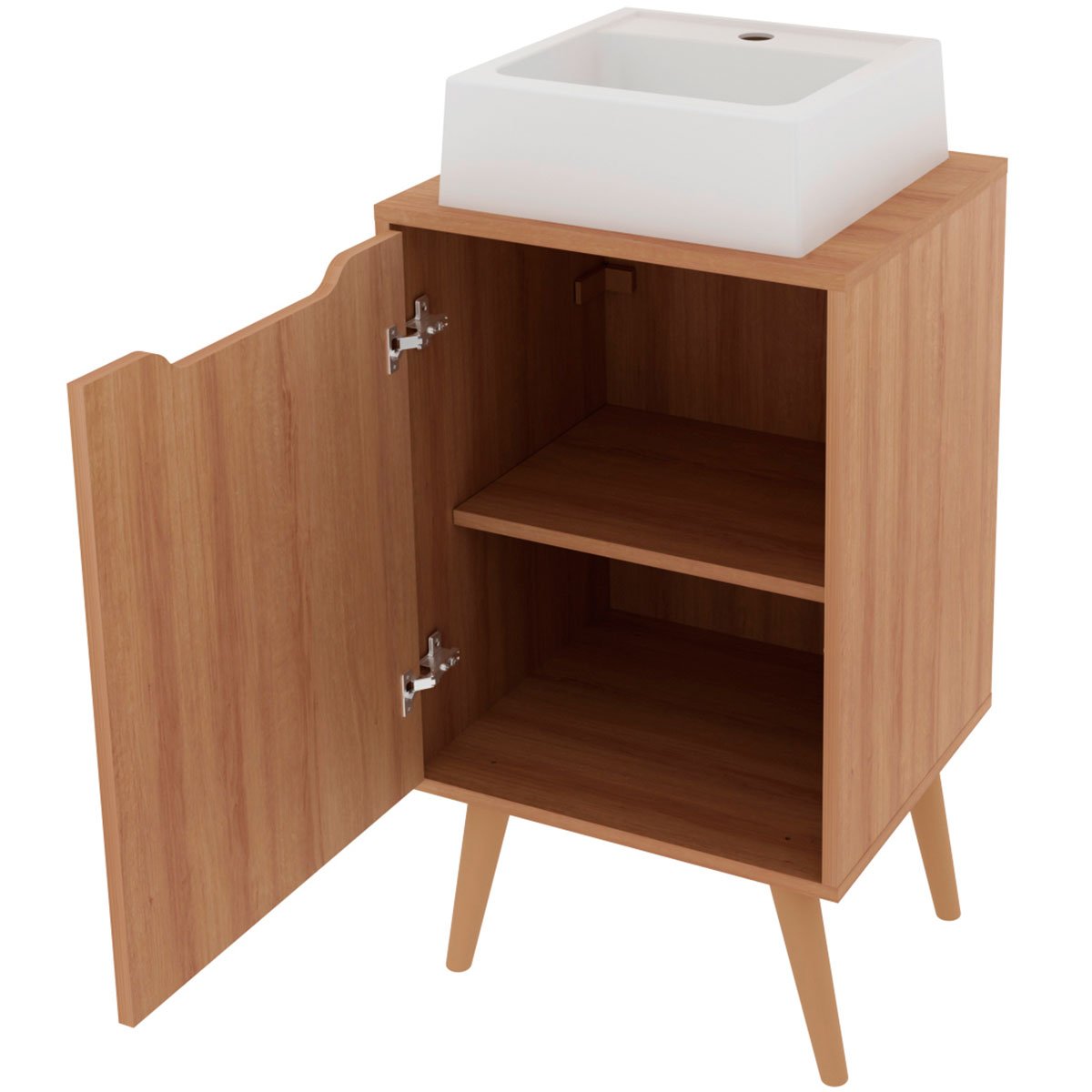 03 gabinete para banheiro 45 cm cuba quadrada 1 porta retro