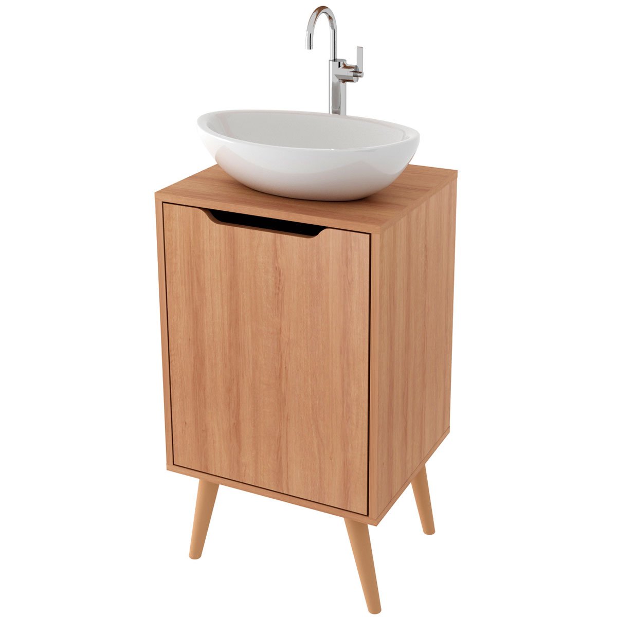 01 gabinete para banheiro 45 cm cuba redonda 1 porta retro
