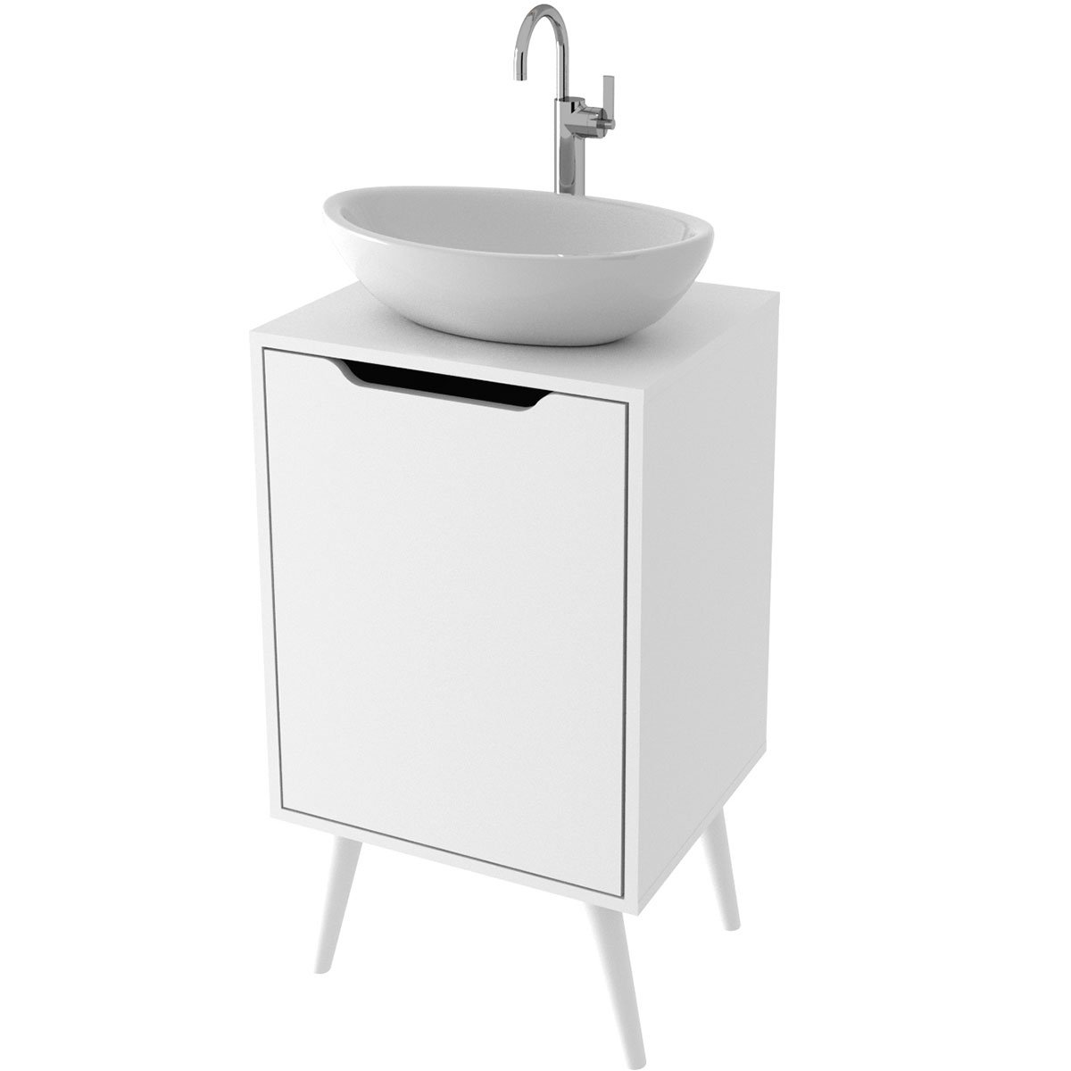 06 gabinete para banheiro 45 cm cuba redonda 1 porta retro