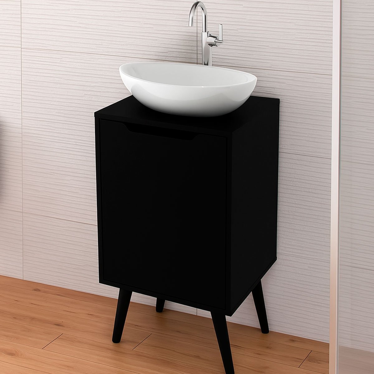 13 gabinete para banheiro 45 cm cuba redonda 1 porta retro